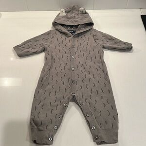 SUPER CUTE Baby Gap Button Down Sweater Onesie with hood! Size 0-3 Months!
